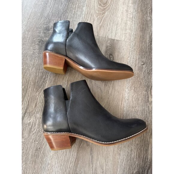 Cole Haan Black Leather Ankle Booties With Block Heel Size 7.5B Fall Fashion - Picture 4 of 9